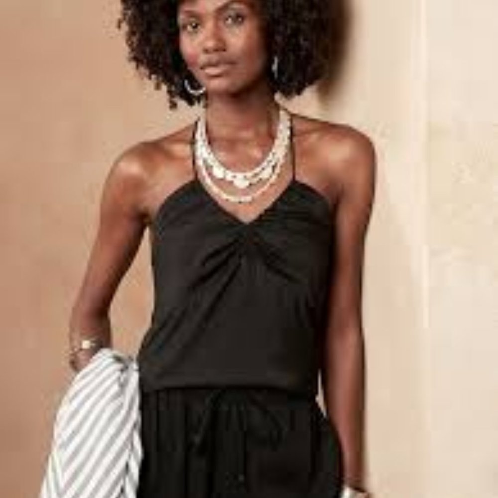 Silky Halter Camisole in Black